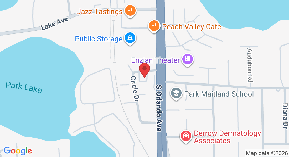 Map showing The Yoga Shala at 140 Circle Drive, Unit 4, in Maitland, Florida