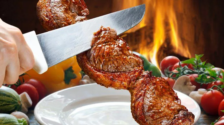 Fire-grilled steak at Ten Cuts Brazilian Steakhouse