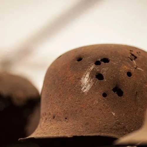 image of a soldiers helmet from ww2 museum in new orleans