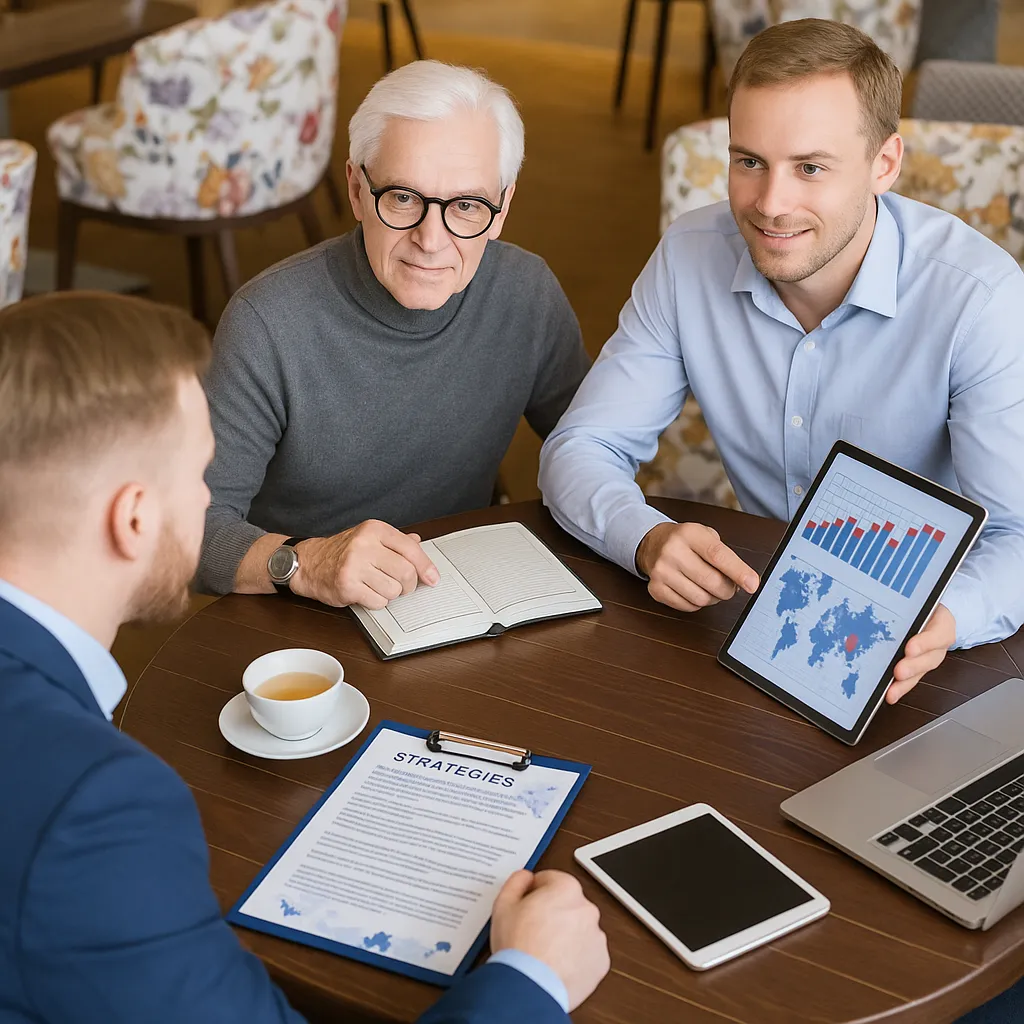 Streamline Capital advisors meeting with business owners to review funding strategies and financial growth plans.