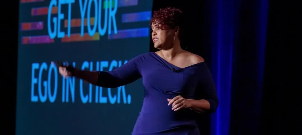 Speaker on stage at enterprise event
