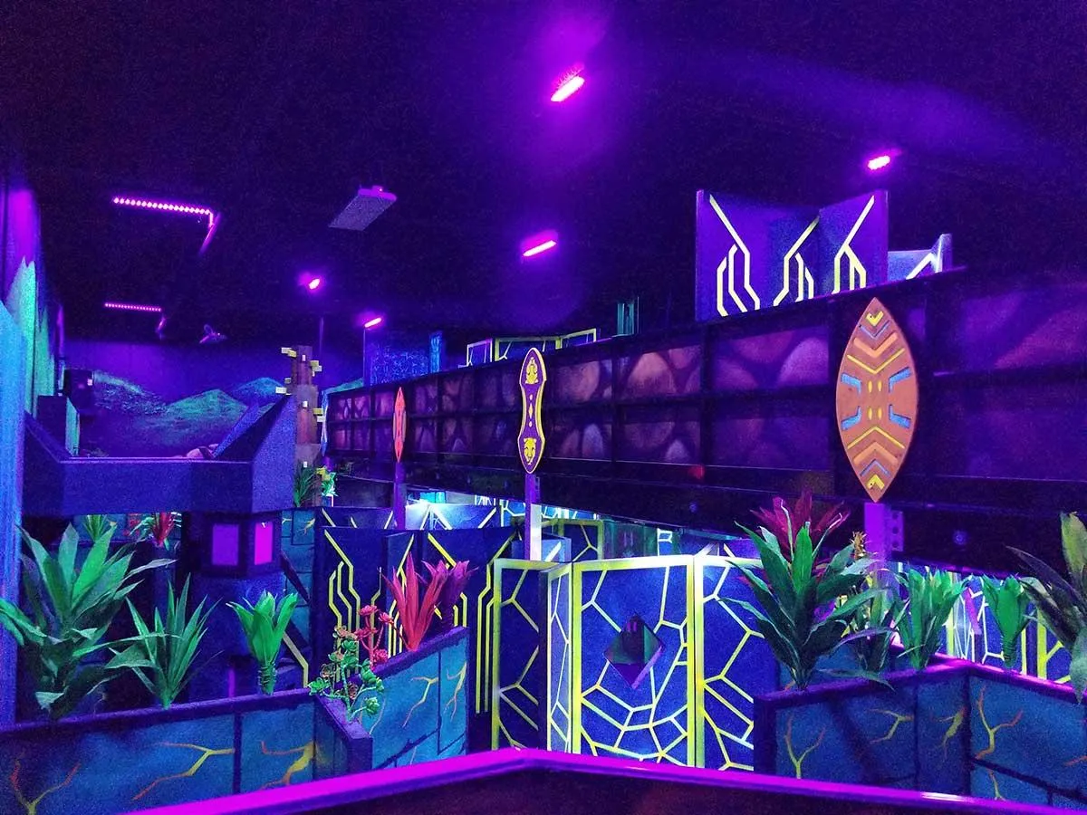 Interior of Fun Lab with black lights