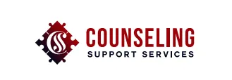 Company logo featuring a stylized heart shape containing three abstract human figures in red and grey, with the text 'COUNSELING SUPPORT SERVICES, LLC' to the right.