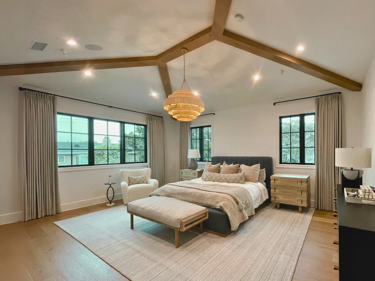 Elegant floor-to-ceiling drapes in a luxury Malibu home