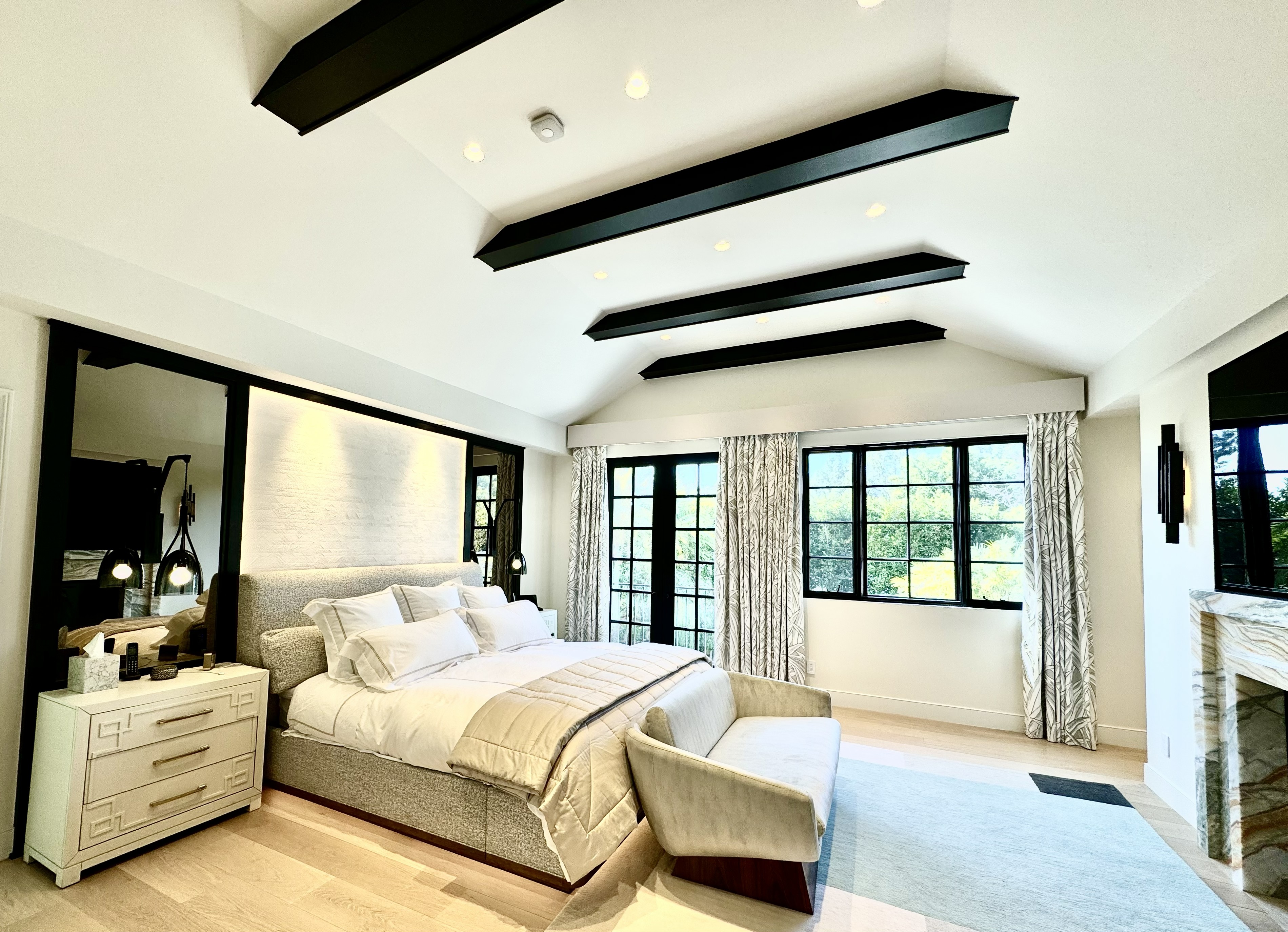 Custom bedroom drapery for a luxury home in Calabasas