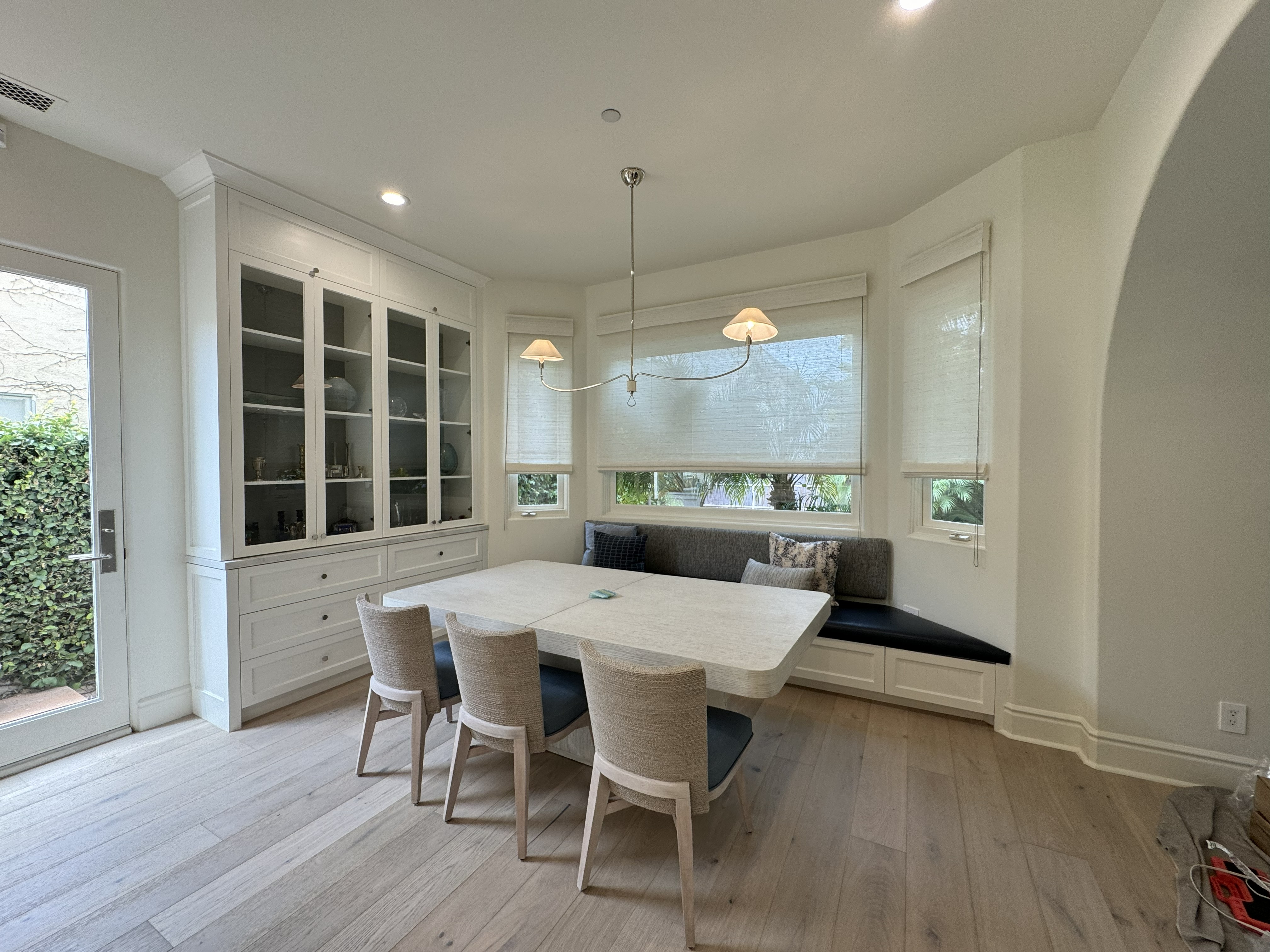 Custom blinds installed in a luxury Thousand Oaks dining space