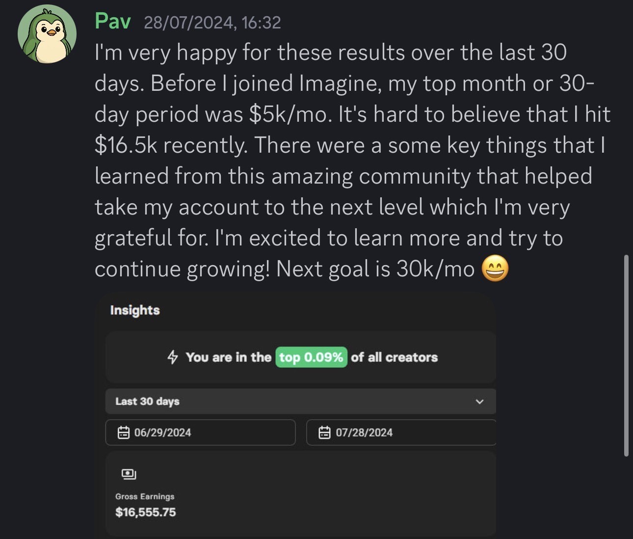 Imagine Education AI student testimonial showing results from AI model business