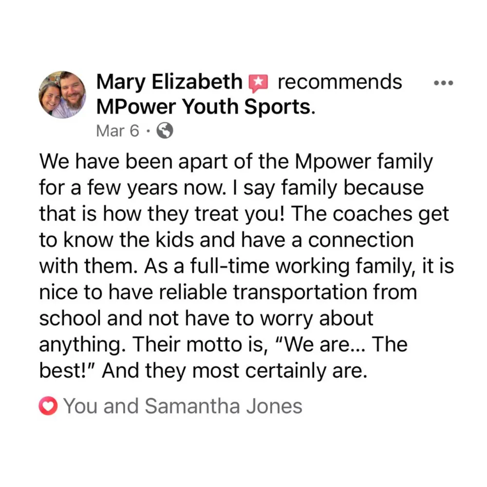 5 Star Review For MPower Youth Sports