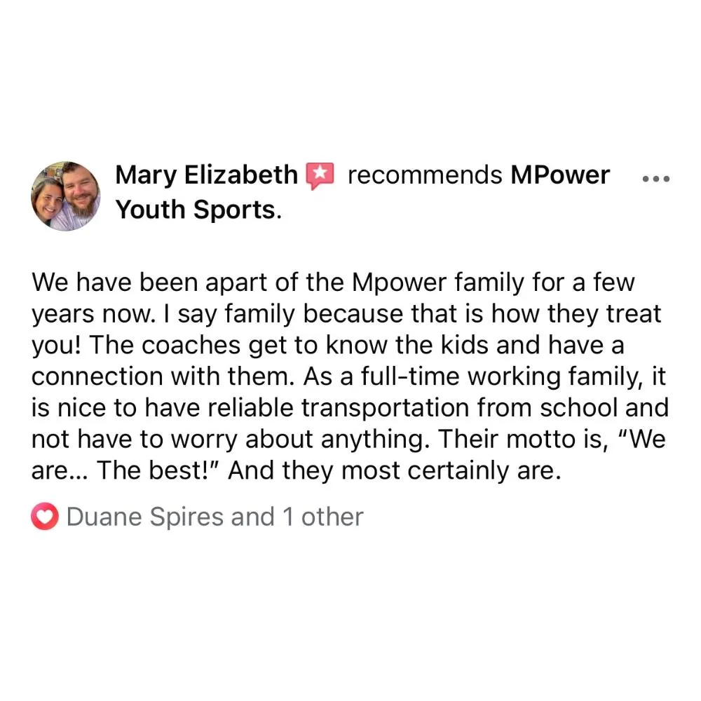 5 Star Review For MPower Youth Sports!