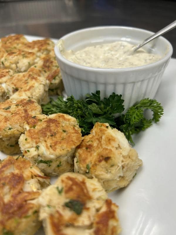 Homemade savory biscuits and creamy dip appetizer spread prepared by Foodie Call catering services