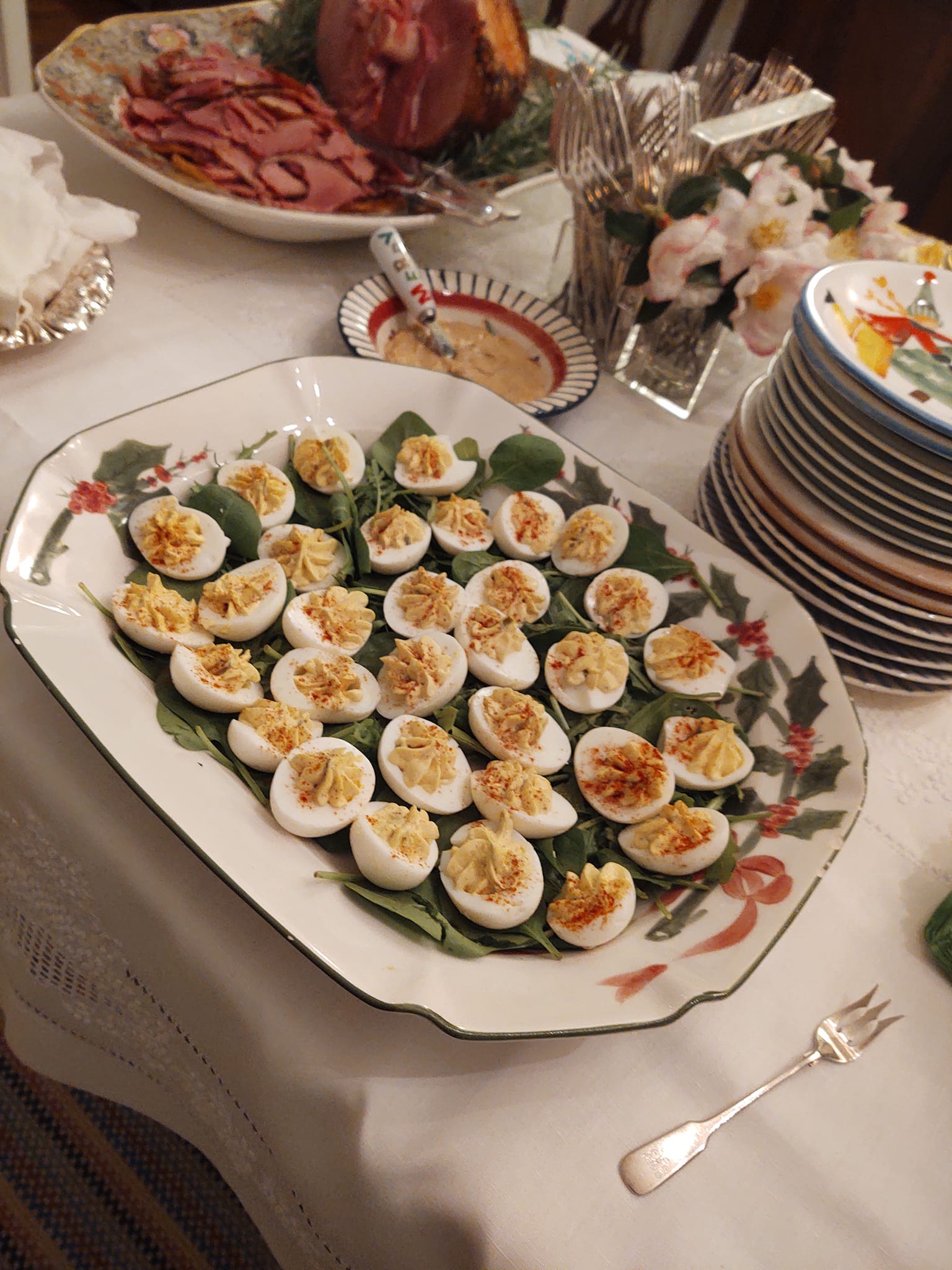 Deviled egg appetizer platter beautifully presented for a Foodie Call catered gathering