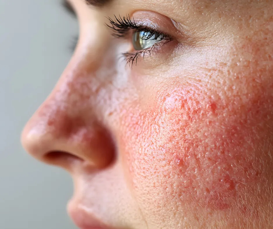 Visual guide for combination skin showing typical oily T-zone and dry cheek areas for accurate skincare routine planning.