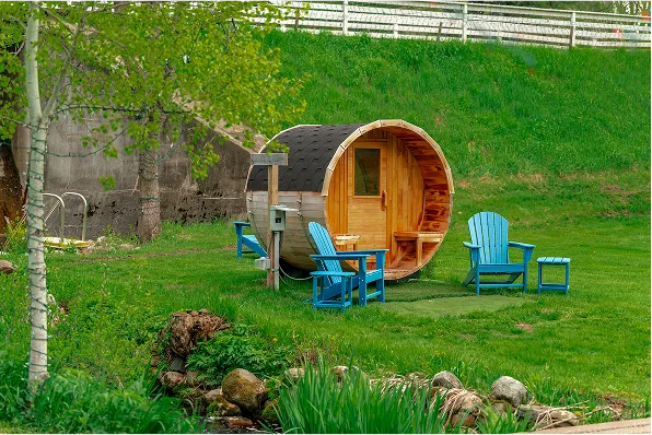 Sauna and natural cold plunge for Big Rock Creek members