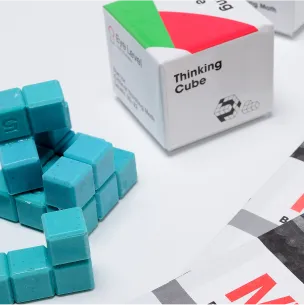 Abstract white and black geometric forms against white background