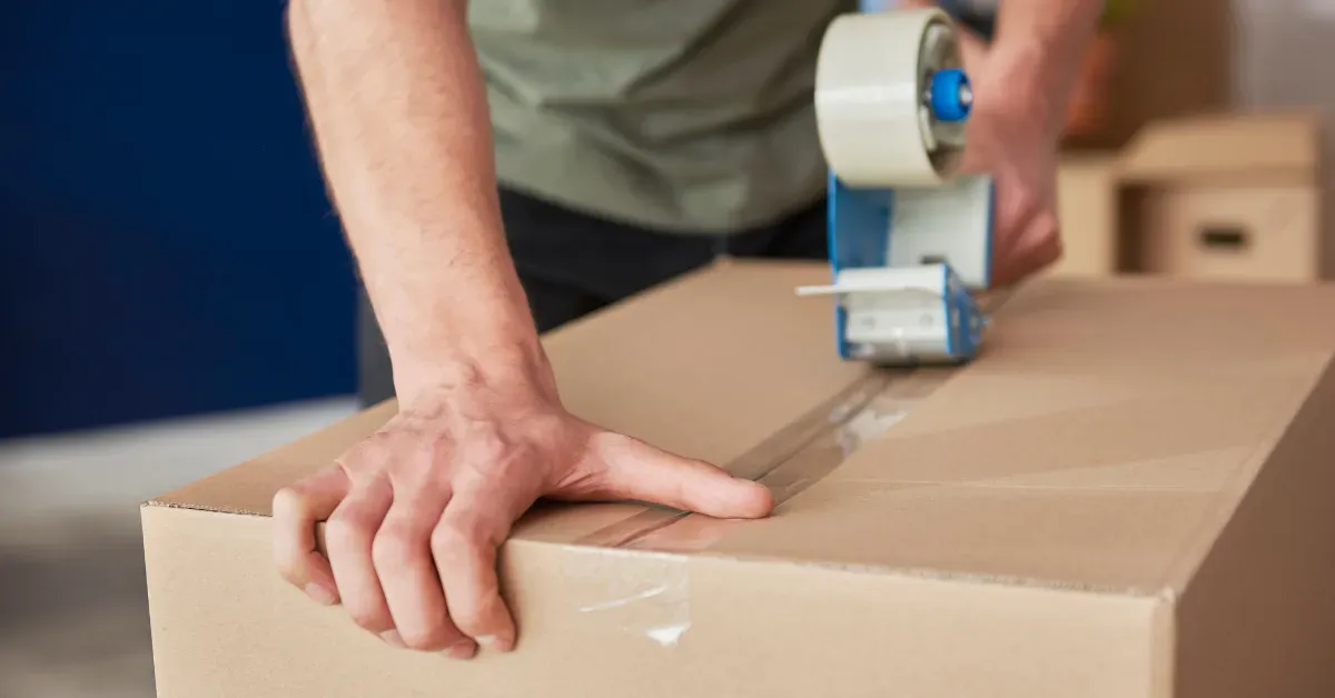 man packing a box for his local move in sarnia