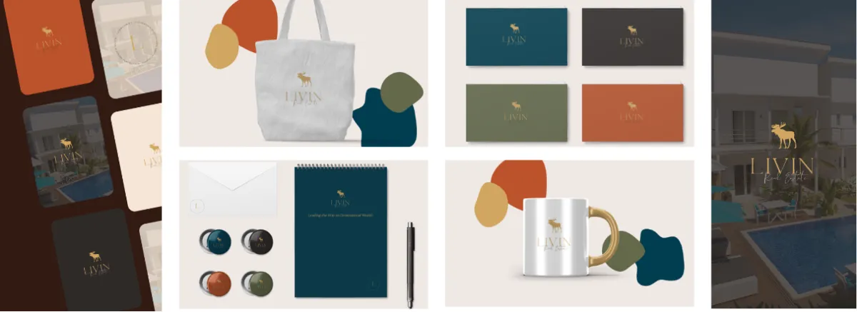 Livin Real Estate Logo & Logo Applications | Eugene Marketing & Consulting