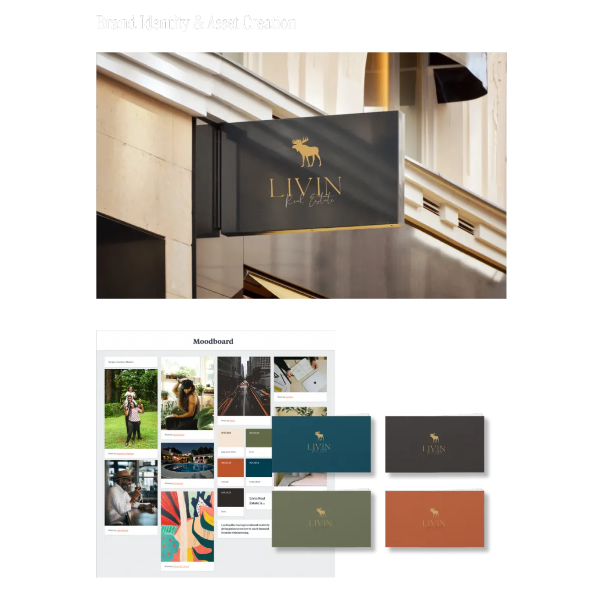 Livin Real Estate Logo, Moodboard, Business Cards | Eugene Maketing & Consulting