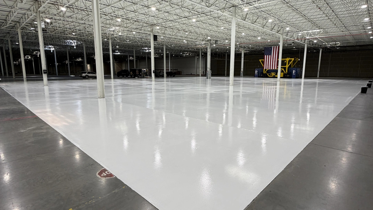 Concrete coating of a commercial building