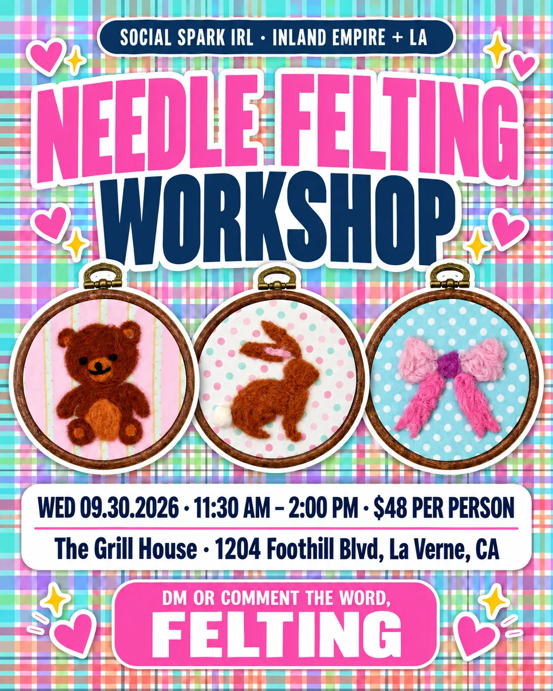 Needle Felting Workshop Official Event Flyer