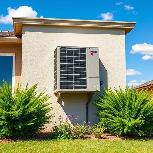 Completed HVAC installation in Horseshoe Bend TX on a modern home with vibrant landscaping and clear blue sky.