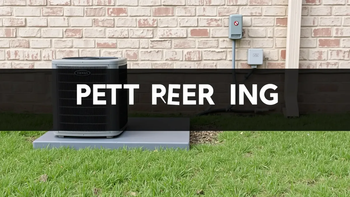 Serviced outdoor air conditioning unit in a modern Roanoke, TX yard with lush grass, shrubs, and sunny sky.