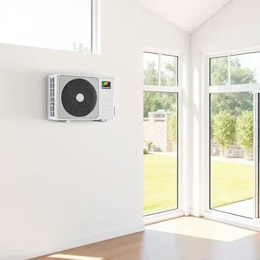 Modern ductless mini-split system installed in a stylish Fort Worth home showing outdoor unit on exterior wall and indoor unit on white wall
