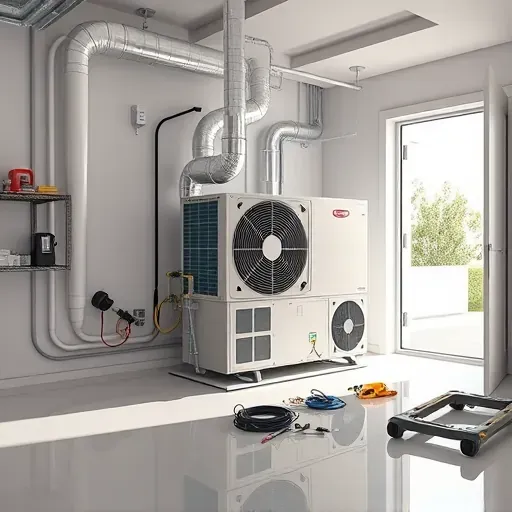 Completed HVAC system installation in a neat utility room in Rendon TX, showcasing quality craftsmanship and design.