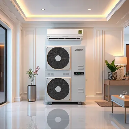 Modern HVAC installation in a sleek River Oaks home showcasing high-quality components and elegant decor.