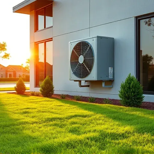 Modern HVAC system installed on a sleek exterior wall in Lake Worth TX, surrounded by a manicured lawn and sunset glow.
