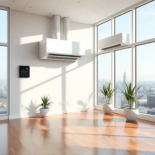 Perfectly installed HVAC system in Kennedale TX with sleek ducts and air conditioning unit in a modern minimalist setting.