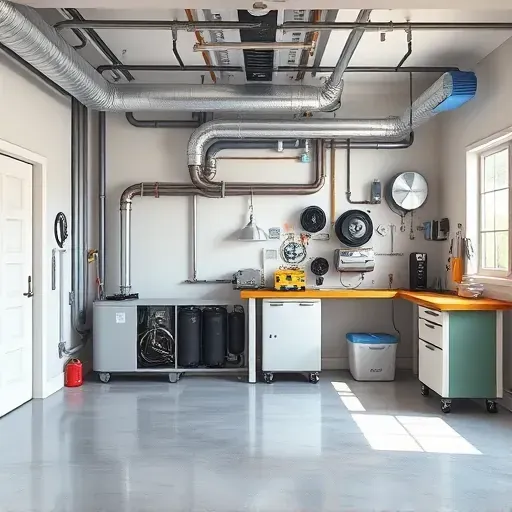 Completed HVAC system in modern garage with sleek ducts, compressor, insulation, and organized workspace in Corinth TX.