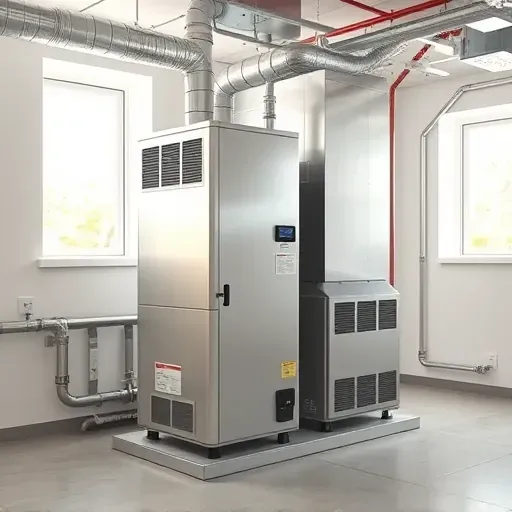Modern residential HVAC system in Corinth, TX utility room with sleek furnace, AC unit, and organized ductwork.
