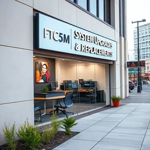Modern Fort Worth tech store with glass windows, sleek signage, organized interior, and urban street backdrop