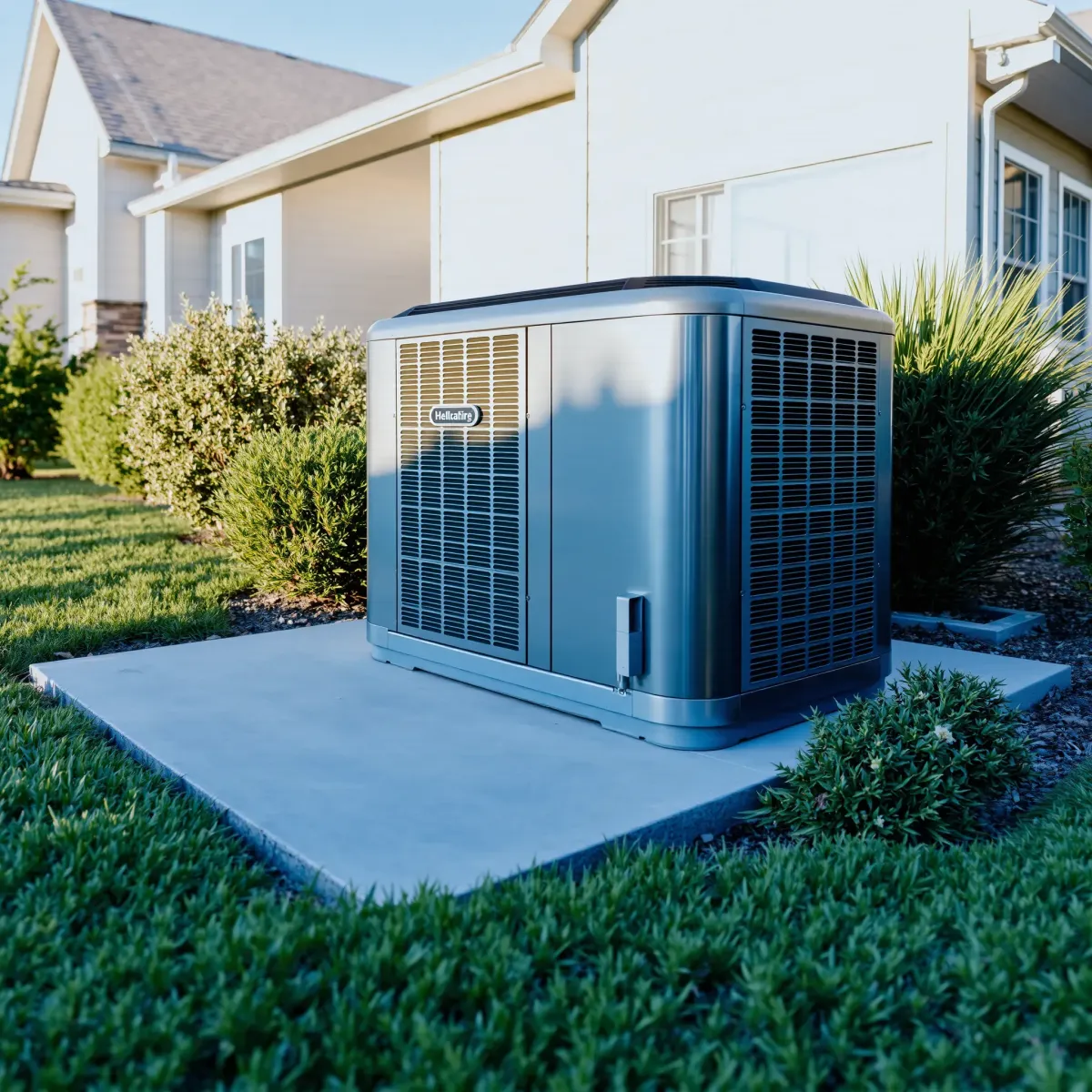 Modern commercial HVAC system with metal surfaces, digital controls, in a clean mechanical room in Northlake, TX.