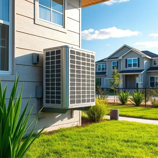 Freshly installed outdoor AC unit on a modern home in Everman, TX, with lush landscaping and clear blue sky.