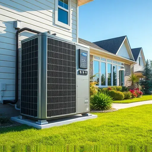 Outdoor HVAC system installed at a Northlake home, showcasing sleek design, detailed textures, and precise craftsmanship.
