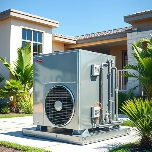Pristine HVAC repair setup in Corinth, TX featuring a modern unit, lush landscaping, and sleek architecture highlighting professionalism.