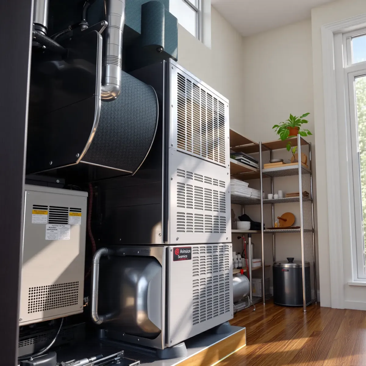 Modern Sanger, TX air conditioning repair workshop with organized tools, serviced AC unit, and professional, clean environment.