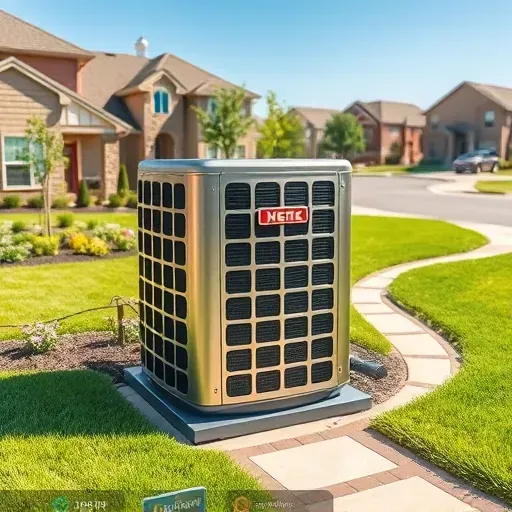 HVAC system installation in Horseshoe Bend, TX, with modern ductwork and outdoor unit in a lush, well-maintained backyard.
