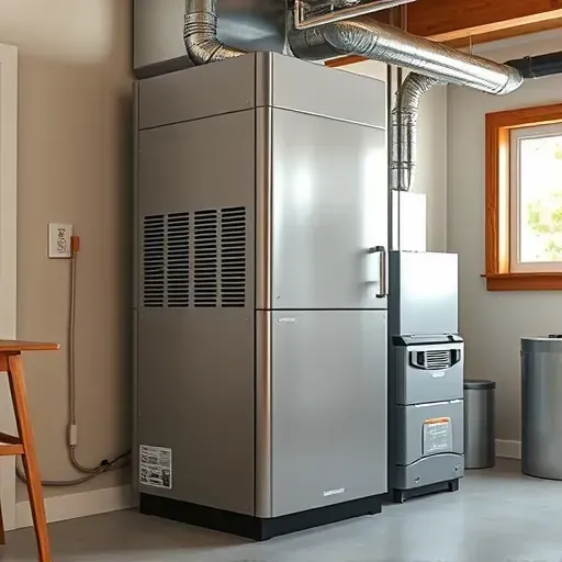 Modern residential HVAC system in Aledo, TX, with sleek metallic unit, ducts, and Texas-inspired details in a tidy utility room.