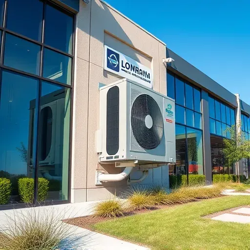 Completed commercial air conditioning installation on modern Fort Worth building with sleek HVAC unit and landscaped background