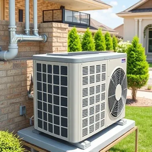 Well-maintained outdoor AC unit on a modern home in Saginaw, TX, with detailed compressor, ductwork, and condenser coils.