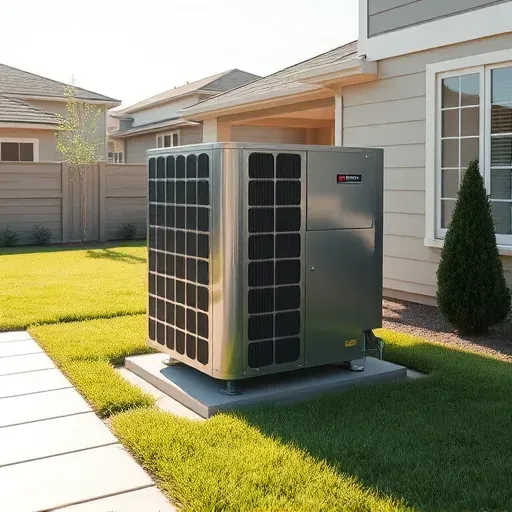 Outdoor high-efficiency HVAC system in Edgecliff Village, TX, with sleek metallic surfaces, vents, and detailed components.