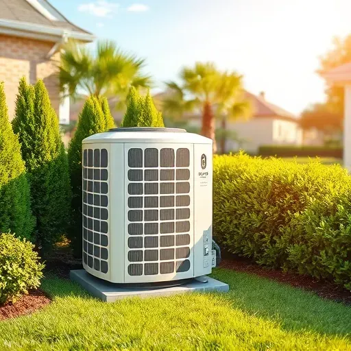 Freshly serviced modern outdoor air conditioning unit installed at a tidy residential property in Haltom City TX with clear branding and professional setup