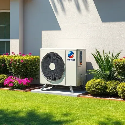 Modern HVAC installation in Westworth Village TX, showcasing a sleek air conditioning unit by a vibrant garden and home exterior.