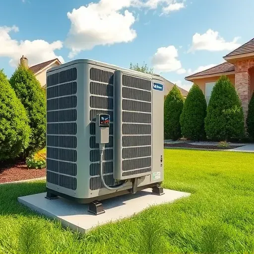 Modern home AC unit with digital controls on a landscaped Sanger, TX yard, highlighting quality installation and maintenance.