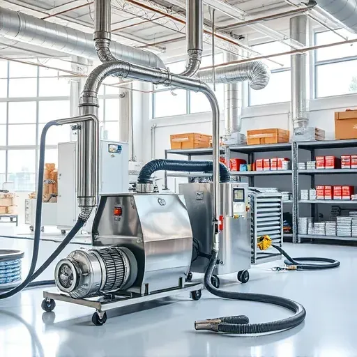 Pristine duct cleaning and sealing equipment setup in a clean, modern workshop with organized tools, ducts, and natural lighting