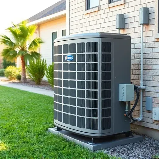 Spotless outdoor high-efficiency air conditioning unit with sleek metallic design installed in Kennedale TX yard