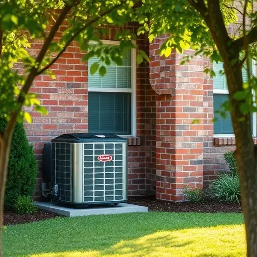 Completed HVAC installation in Blue Mound TX features modern equipment by a charming brick home with lush landscaping.
