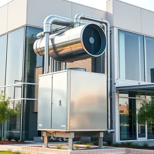 Completed HVAC unit on a modern commercial building in Burleson TX, showcasing sleek metallic design and contemporary architecture.